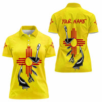 New Mexico Zia Symbol Fish Hook Women Polo Shirt Torn Fishing Graphic and Custom Name Design - Wonder Print Shop