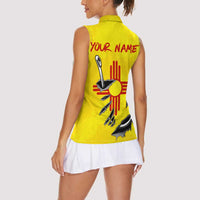 New Mexico Zia Symbol Fish Hook Women Sleeveless Polo Shirt Torn Fishing Graphic and Custom Name Design - Wonder Print Shop