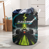 Electric Motorsport Racing Laundry Basket Futuristic Formula Car Neon Lightning Speed Art