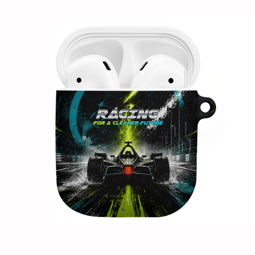 Electric Motorsport Racing AirPods Case Futuristic Formula Car Neon Lightning Speed Art