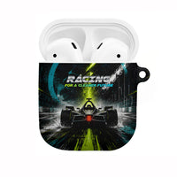 Electric Motorsport Racing AirPods Case Futuristic Formula Car Neon Lightning Speed Art