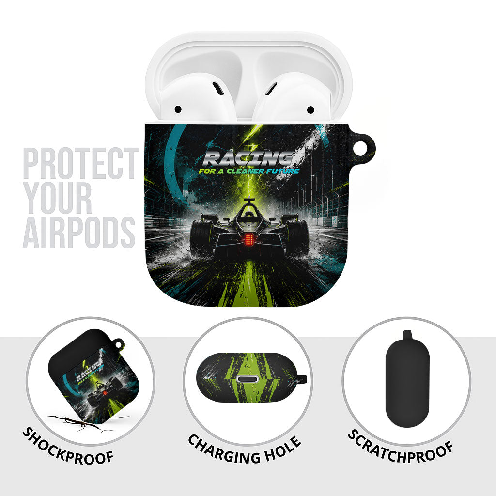 Electric Motorsport Racing AirPods Case Futuristic Formula Car Neon Lightning Speed Art