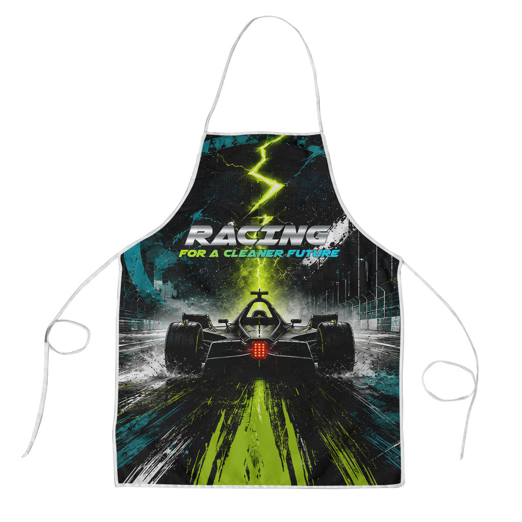 Electric Motorsport Racing Apron Futuristic Formula Car Neon Lightning Speed Art