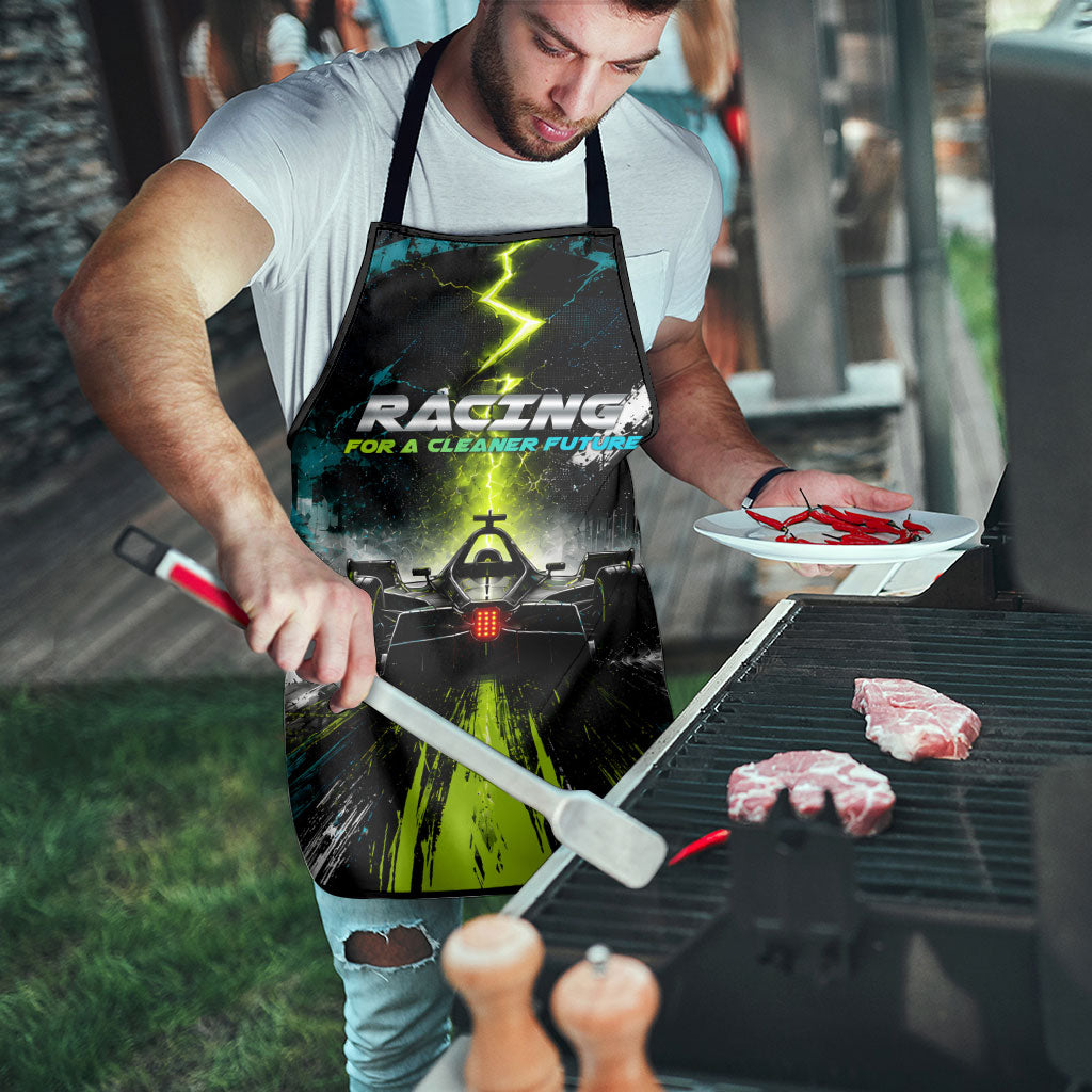 Electric Motorsport Racing Apron Futuristic Formula Car Neon Lightning Speed Art