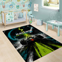 Electric Motorsport Racing Area Rug Futuristic Formula Car Neon Lightning Speed Art