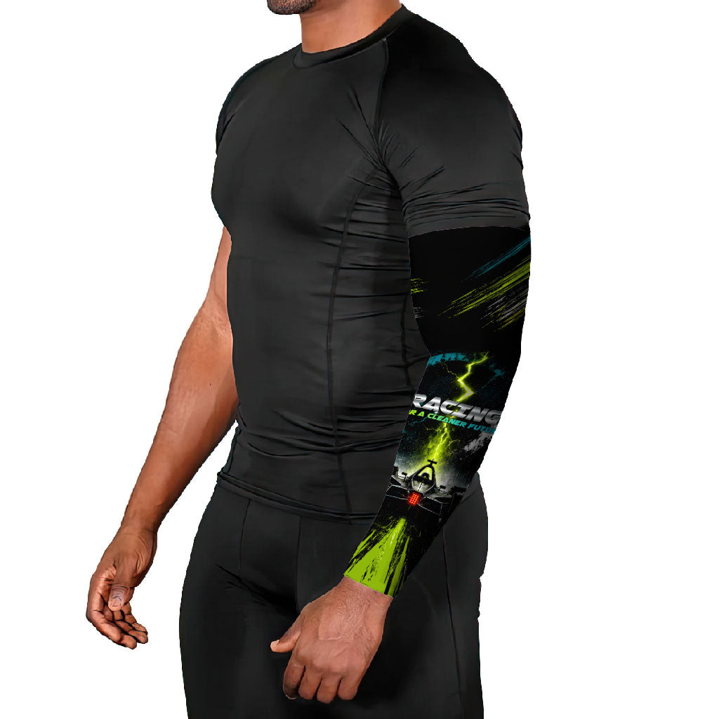 Electric Motorsport Racing Arm Sleeves Futuristic Formula Car Neon Lightning Speed Art