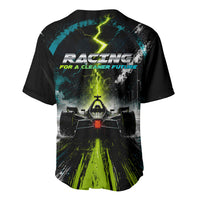Electric Motorsport Racing Baseball Jersey Futuristic Formula Car Neon Lightning Speed Art