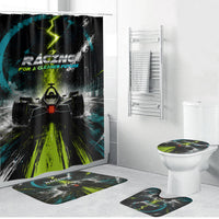Electric Motorsport Racing Bathroom Set Futuristic Formula Car Neon Lightning Speed Art