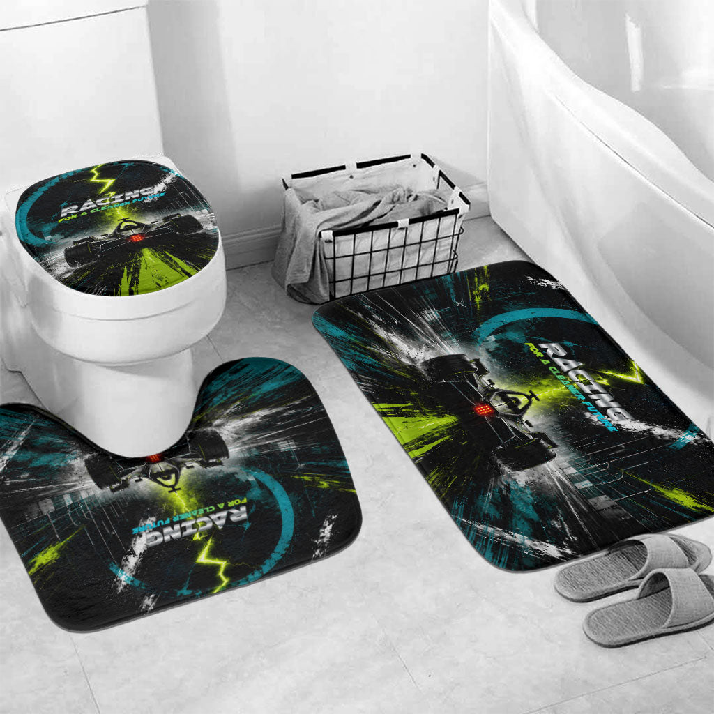 Electric Motorsport Racing Bathroom Set Futuristic Formula Car Neon Lightning Speed Art
