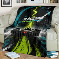 Electric Motorsport Racing Blanket Futuristic Formula Car Neon Lightning Speed Art