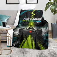 Electric Motorsport Racing Blanket Futuristic Formula Car Neon Lightning Speed Art