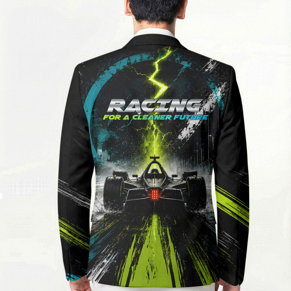 Electric Motorsport Racing Blazer Futuristic Formula Car Neon Lightning Speed Art