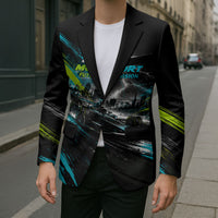 Electric Motorsport Racing Blazer Futuristic Formula Car Neon Lightning Speed Art