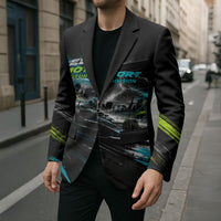 Electric Motorsport Racing Blazer Futuristic Formula Car Neon Lightning Speed Art