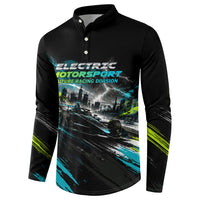 Electric Motorsport Racing Button Sweatshirt Futuristic Formula Car Neon Lightning Speed Art
