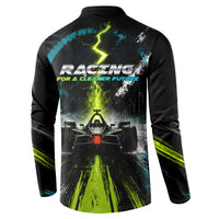 Electric Motorsport Racing Button Sweatshirt Futuristic Formula Car Neon Lightning Speed Art