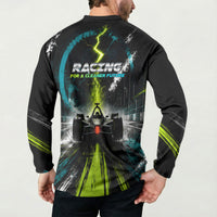 Electric Motorsport Racing Button Sweatshirt Futuristic Formula Car Neon Lightning Speed Art