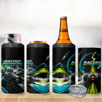 Electric Motorsport Racing 4 in 1 Can Cooler Tumbler Futuristic Formula Car Neon Lightning Speed Art
