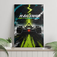 Electric Motorsport Racing Canvas Wall Art Futuristic Formula Car Neon Lightning Speed Art