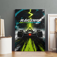 Electric Motorsport Racing Canvas Wall Art Futuristic Formula Car Neon Lightning Speed Art