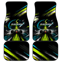 Electric Motorsport Racing Car Mats Futuristic Formula Car Neon Lightning Speed Art