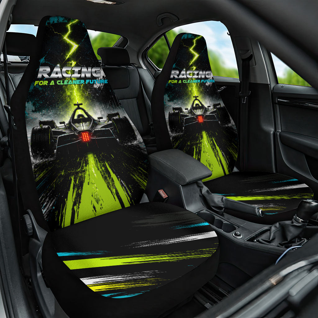 Electric Motorsport Racing Car Seat Cover Futuristic Formula Car Neon Lightning Speed Art