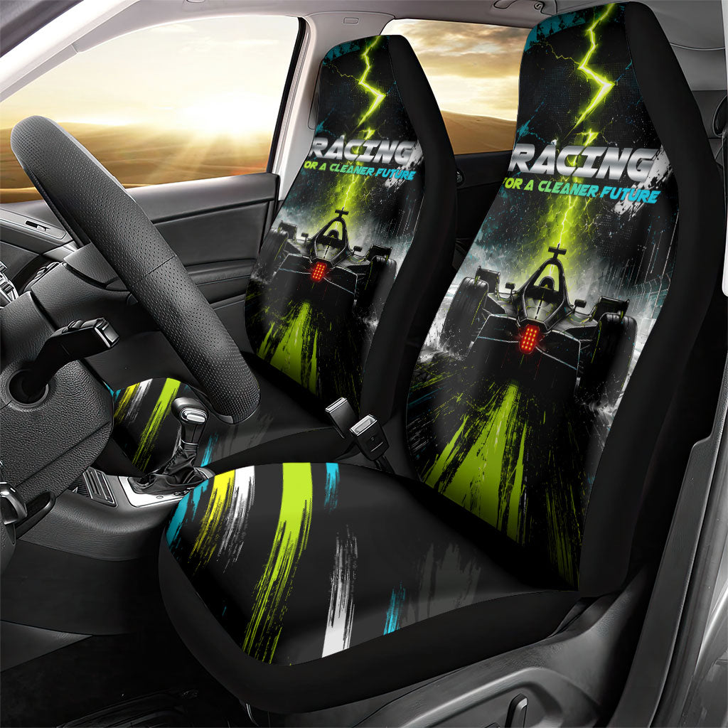 Electric Motorsport Racing Car Seat Cover Futuristic Formula Car Neon Lightning Speed Art