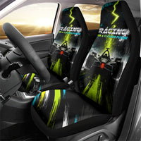 Electric Motorsport Racing Car Seat Cover Futuristic Formula Car Neon Lightning Speed Art
