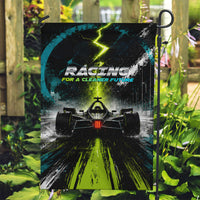 Electric Motorsport Racing Garden Flag Futuristic Formula Car Neon Lightning Speed Art