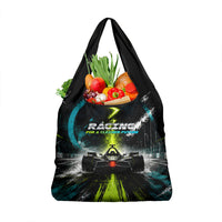 Electric Motorsport Racing Grocery Bag Futuristic Formula Car Neon Lightning Speed Art