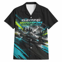 Electric Motorsport Racing Hawaiian Shirt Futuristic Formula Car Neon Lightning Speed Art