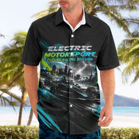 Electric Motorsport Racing Hawaiian Shirt Futuristic Formula Car Neon Lightning Speed Art