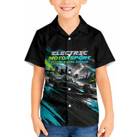 Electric Motorsport Racing Hawaiian Shirt Futuristic Formula Car Neon Lightning Speed Art
