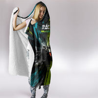Electric Motorsport Racing Hooded Blanket Futuristic Formula Car Neon Lightning Speed Art