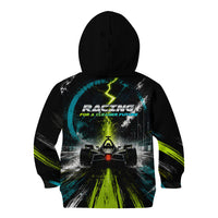 Electric Motorsport Racing Kid Hoodie Futuristic Formula Car Neon Lightning Speed Art