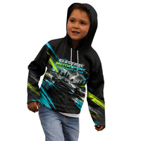 Electric Motorsport Racing Kid Hoodie Futuristic Formula Car Neon Lightning Speed Art