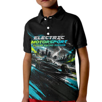 Electric Motorsport Racing Kid Polo Shirt Futuristic Formula Car Neon Lightning Speed Art