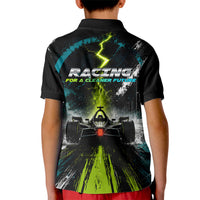 Electric Motorsport Racing Kid Polo Shirt Futuristic Formula Car Neon Lightning Speed Art