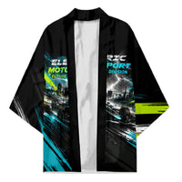 Electric Motorsport Racing Kimono Futuristic Formula Car Neon Lightning Speed Art