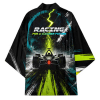 Electric Motorsport Racing Kimono Futuristic Formula Car Neon Lightning Speed Art