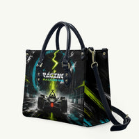 Electric Motorsport Racing Leather Bag Futuristic Formula Car Neon Lightning Speed Art