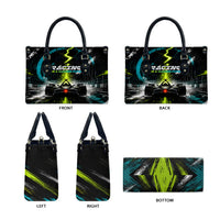 Electric Motorsport Racing Leather Bag Futuristic Formula Car Neon Lightning Speed Art