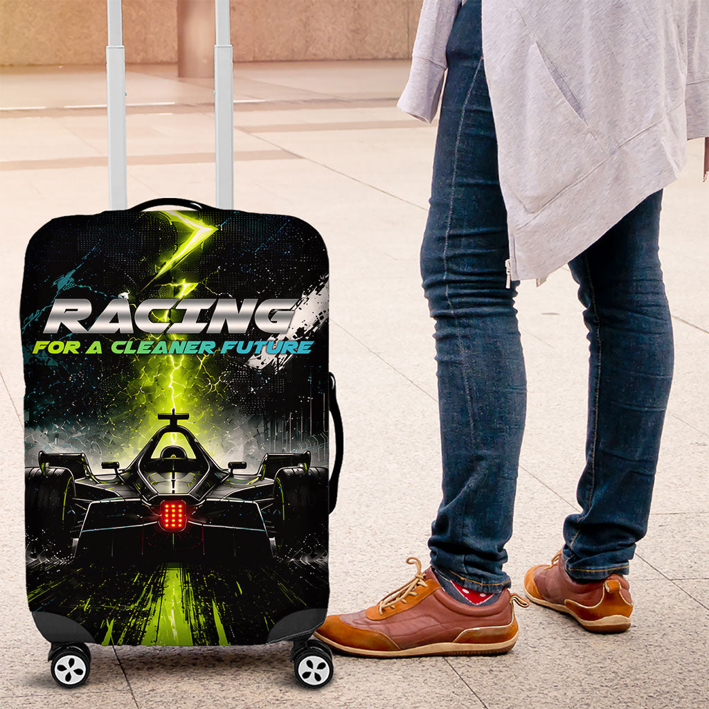Electric Motorsport Racing Luggage Cover Futuristic Formula Car Neon Lightning Speed Art