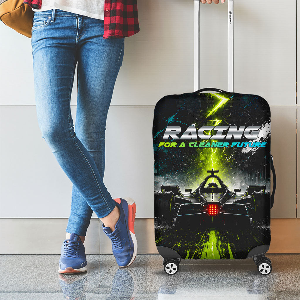 Electric Motorsport Racing Luggage Cover Futuristic Formula Car Neon Lightning Speed Art