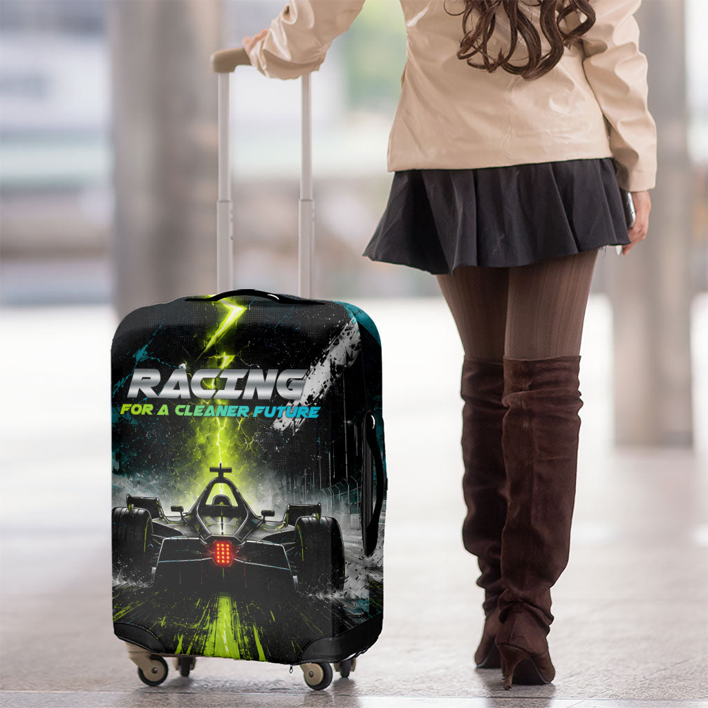 Electric Motorsport Racing Luggage Cover Futuristic Formula Car Neon Lightning Speed Art