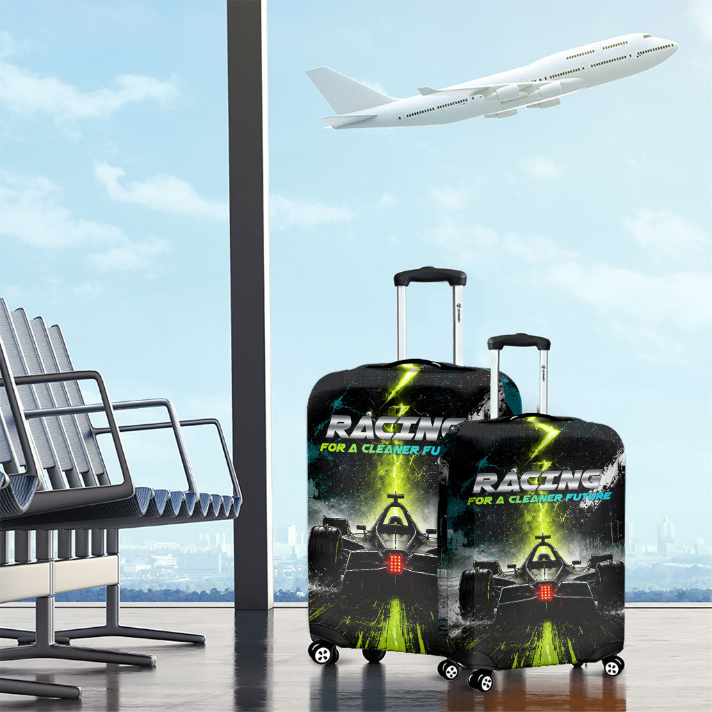 Electric Motorsport Racing Luggage Cover Futuristic Formula Car Neon Lightning Speed Art
