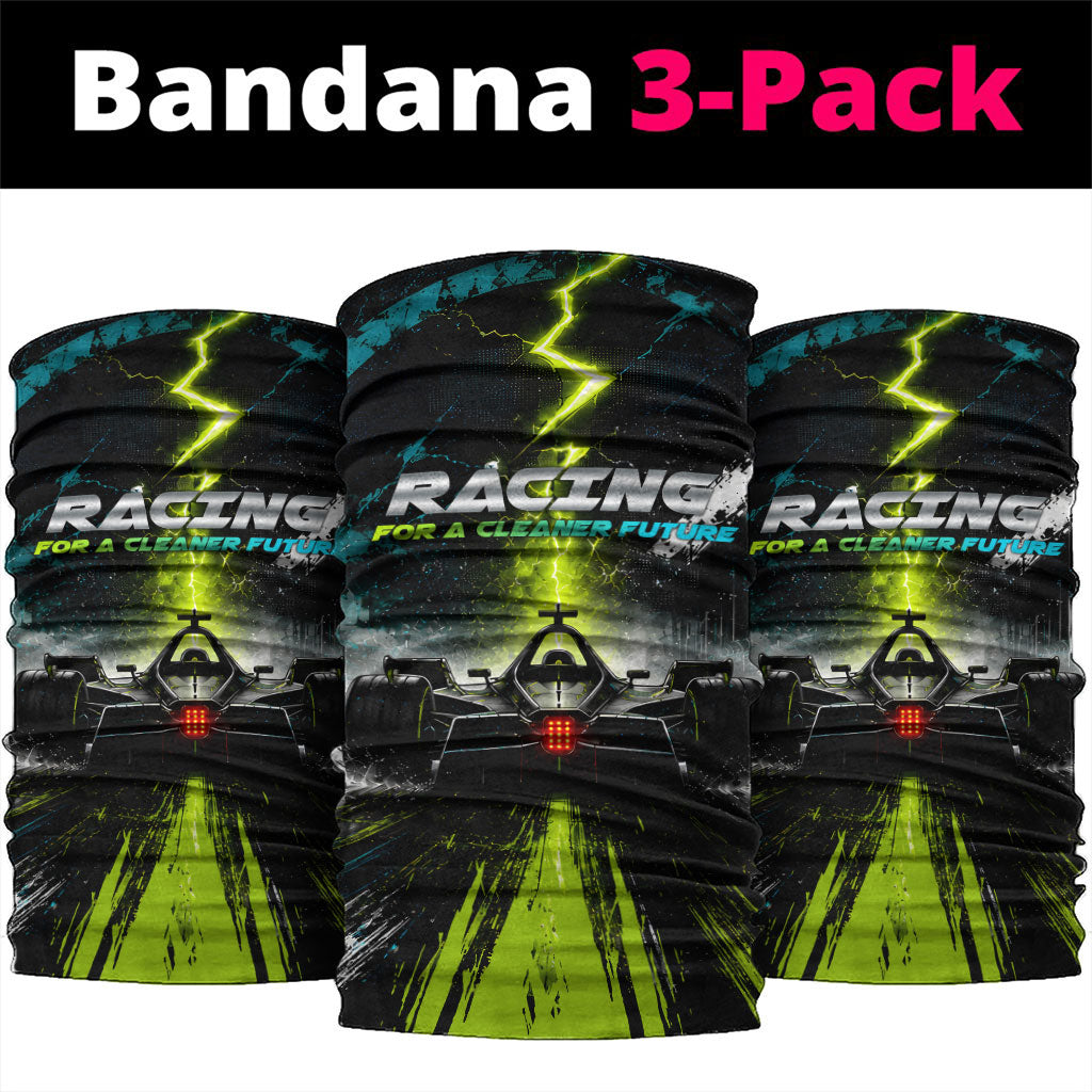 Electric Motorsport Racing Neck Gaiter Futuristic Formula Car Neon Lightning Speed Art