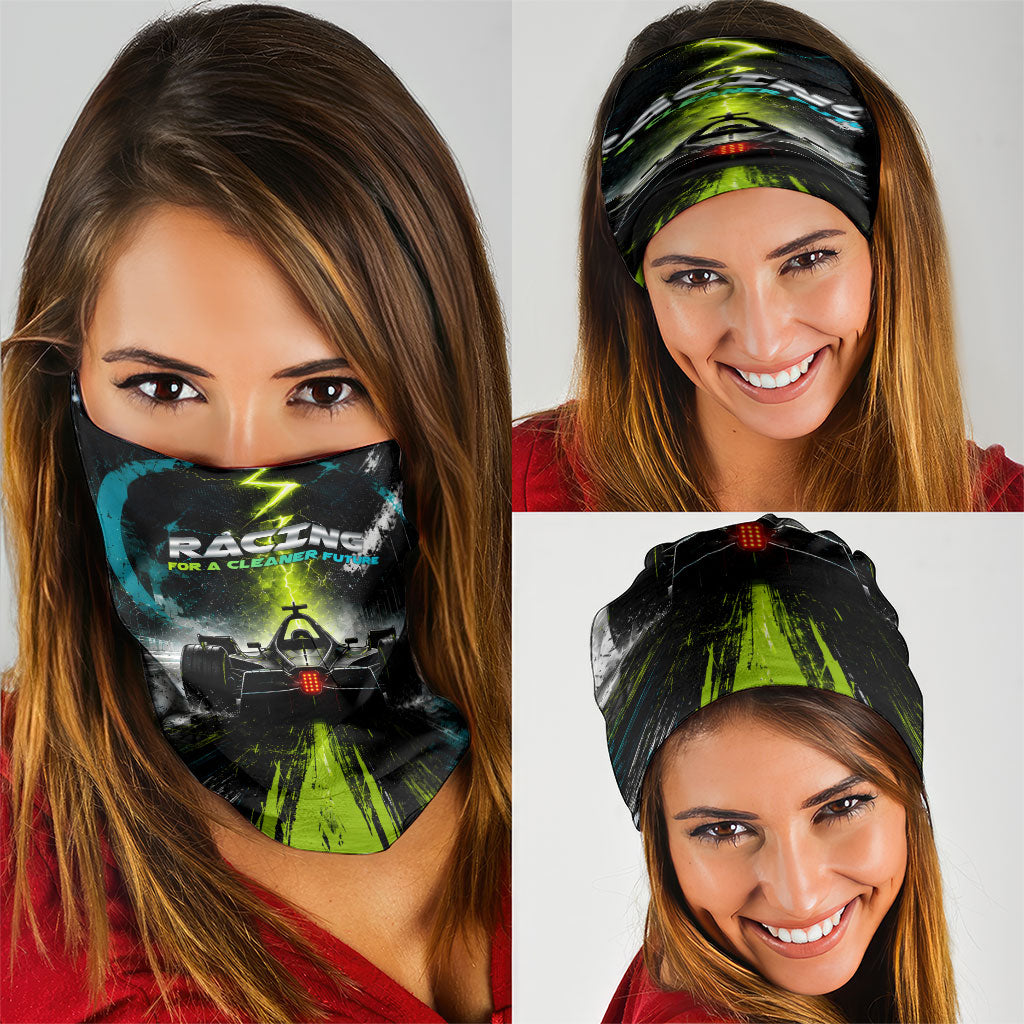 Electric Motorsport Racing Neck Gaiter Futuristic Formula Car Neon Lightning Speed Art
