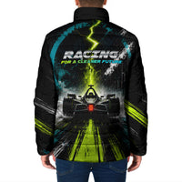 Electric Motorsport Racing Padded Jacket Futuristic Formula Car Neon Lightning Speed Art