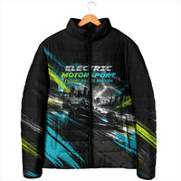 Electric Motorsport Racing Padded Jacket Futuristic Formula Car Neon Lightning Speed Art